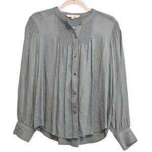 Rebecca Taylor Smocked Button Down Blouse Long‎ Sleeve Top Size M